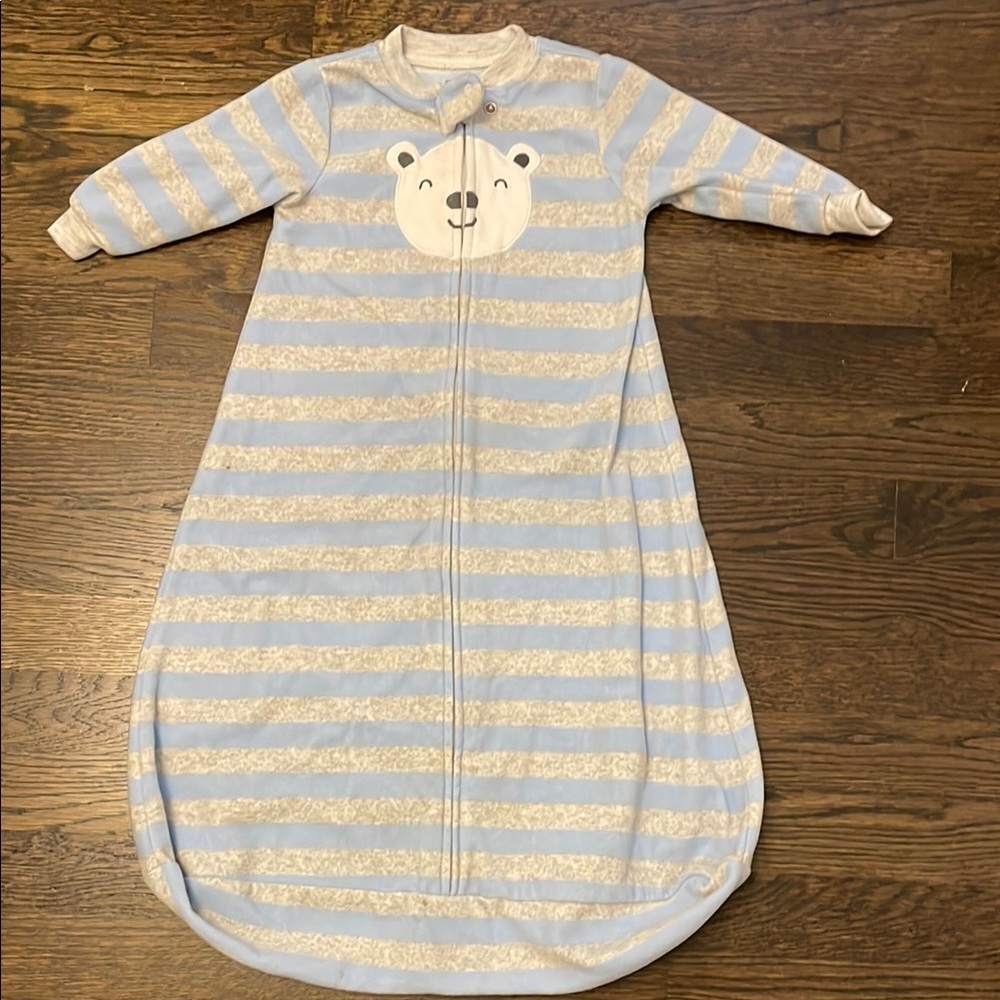 Carter's Fleece Light Blue and Gray Striped Sleep Sack